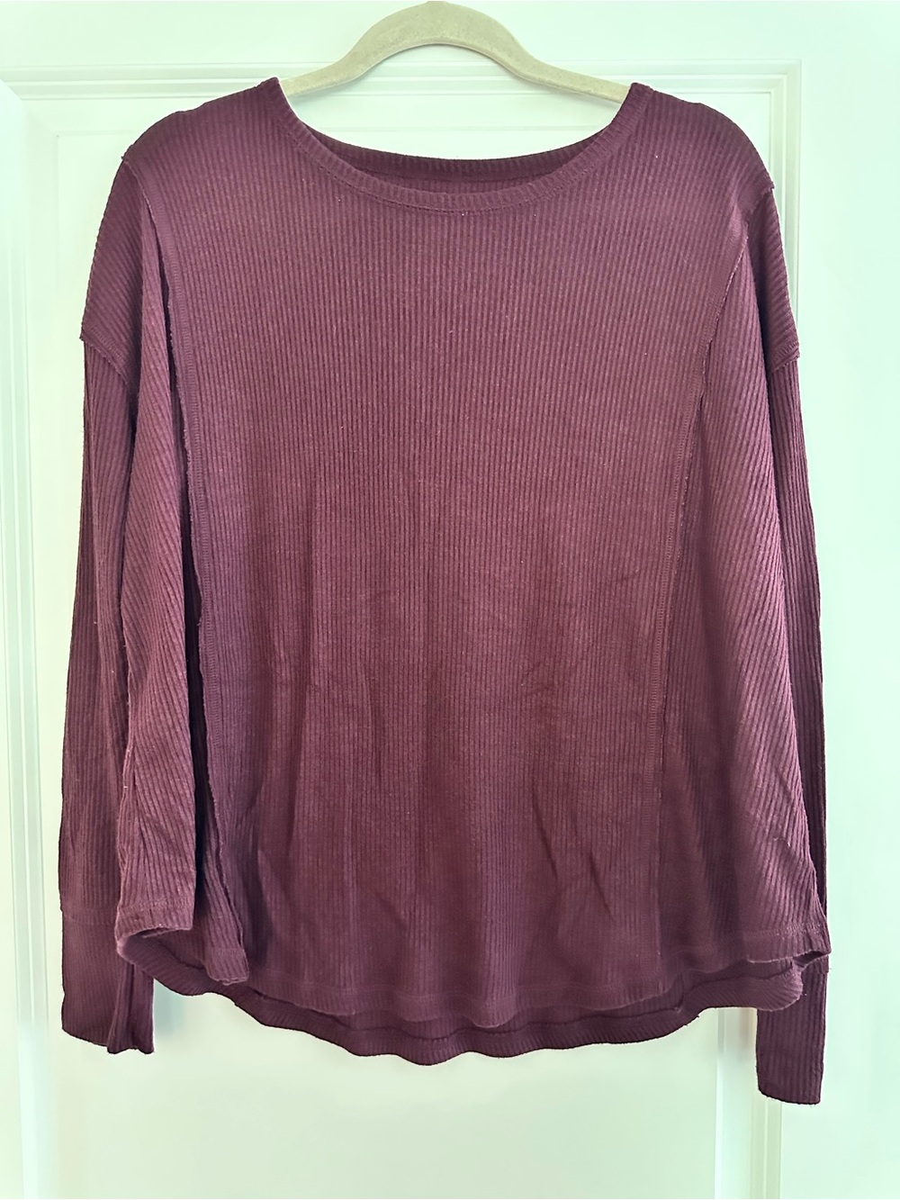 Knox Rose Ribbed Long Sleeve Top in Plum